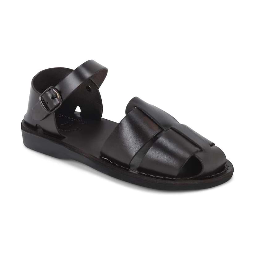 Gemma Brown, handmade leather sandals fisherman sandal silhouette. Front View