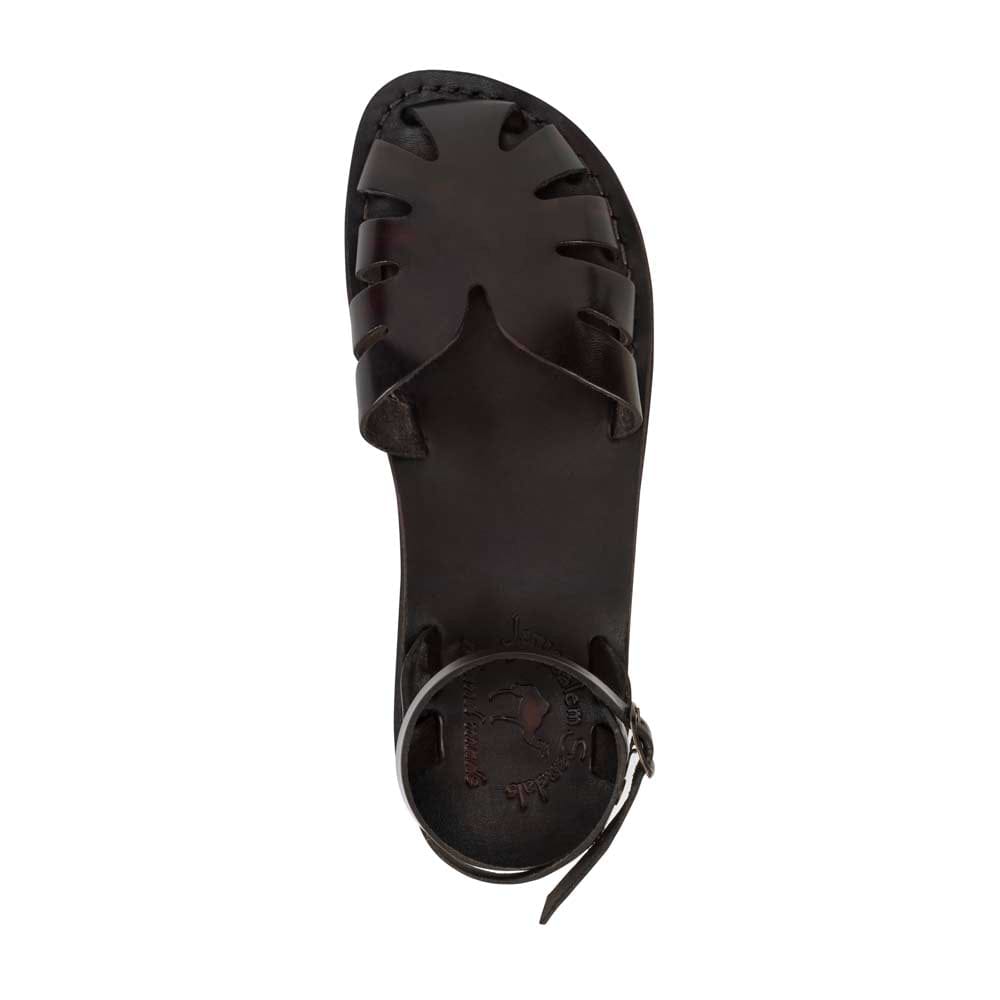 Olivia Brown, handmade leather sandals fisherman sandal silhouette. Top View