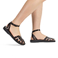 Model wearing Olivia brown, handmade leather sandals fisherman sandal silhouette