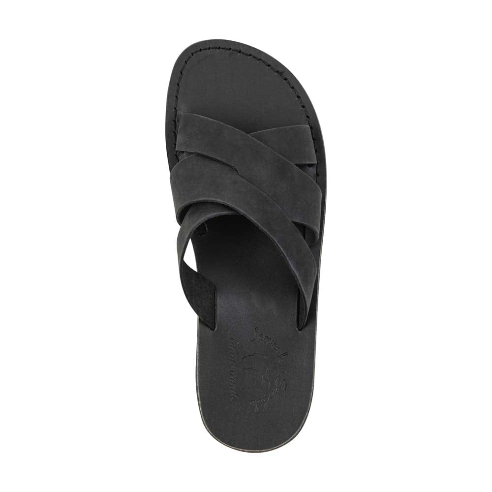 Axel Black Nubuck Leather Sandal - Top View