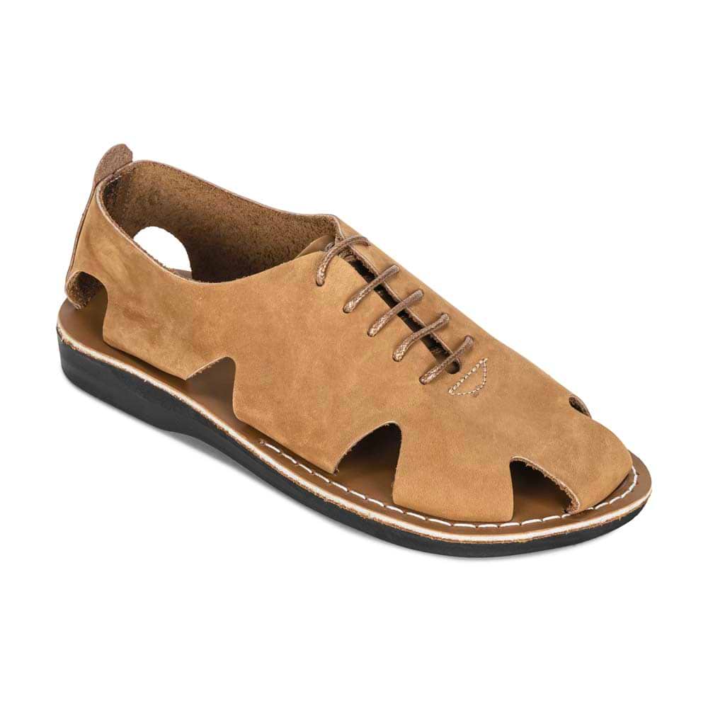 River Tan Nubuck leather lace-up sandal - front view