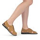 Model wearing River Tan Nubuck leather lace-up sandal - side view