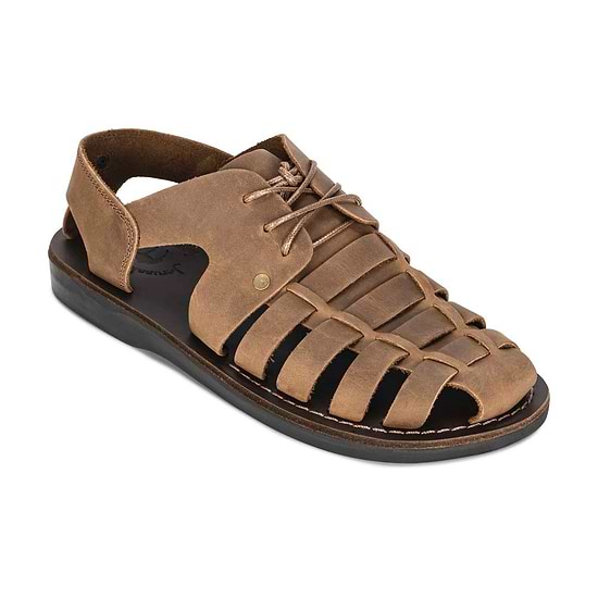 Elliot Oiled Brown Leather Sandal - Front View