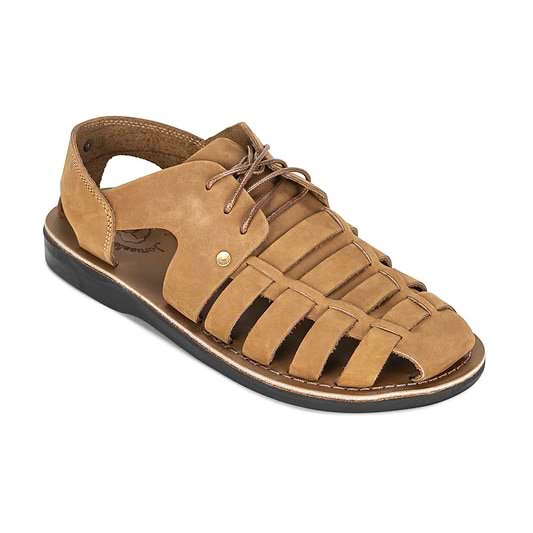 Elliot Tan Nubuck Leather Sandal - Front View