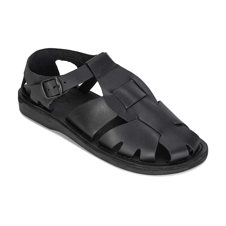 Finn Black Leather Sandal - Front View