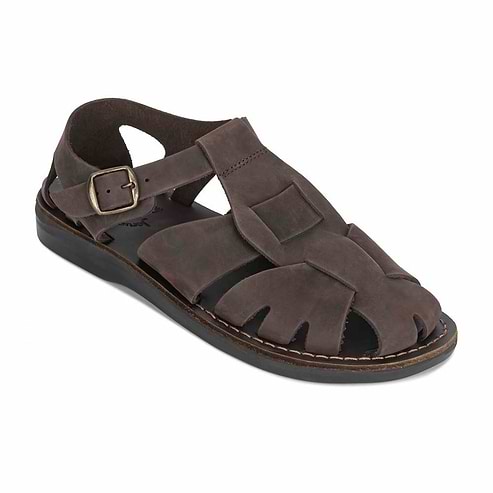 Finn - Leather Nomad Sandal | Brown Nubuck - front view