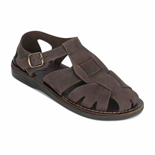 Finn - Leather Nomad Sandal | Brown Nubuck - front view