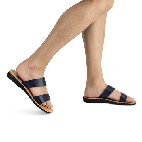 Aviv - Vegan Leather Sandal | Blue model view