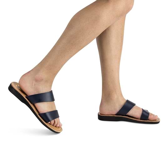 Aviv - Vegan Leather Sandal | Blue model view