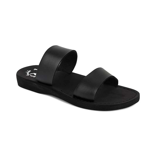 Aviv - Vegan Leather Sandal | Black front view