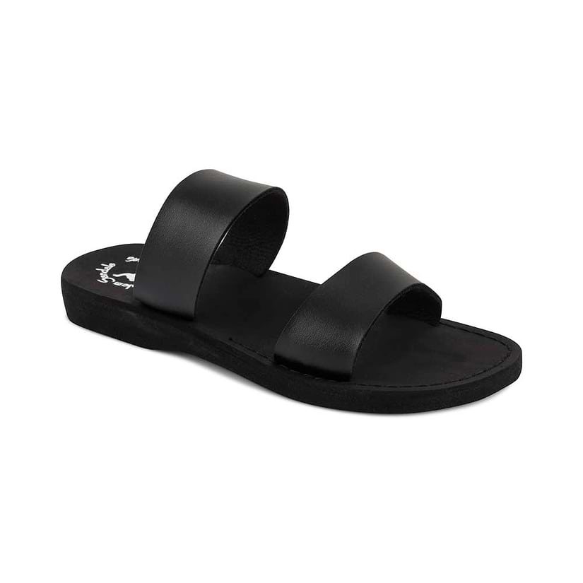 Aviv - Vegan Leather Sandal | Black front view