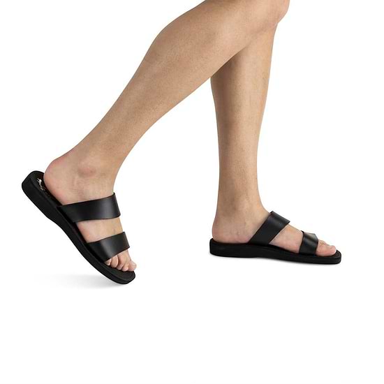 Aviv - Vegan Leather Sandal | Black model view