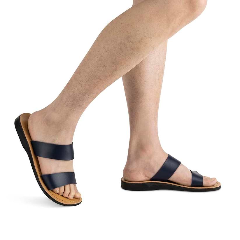 Aviv - Vegan Leather Sandal | Blue model view