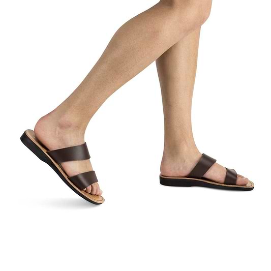 Aviv - Vegan Leather Sandal | Brown model view