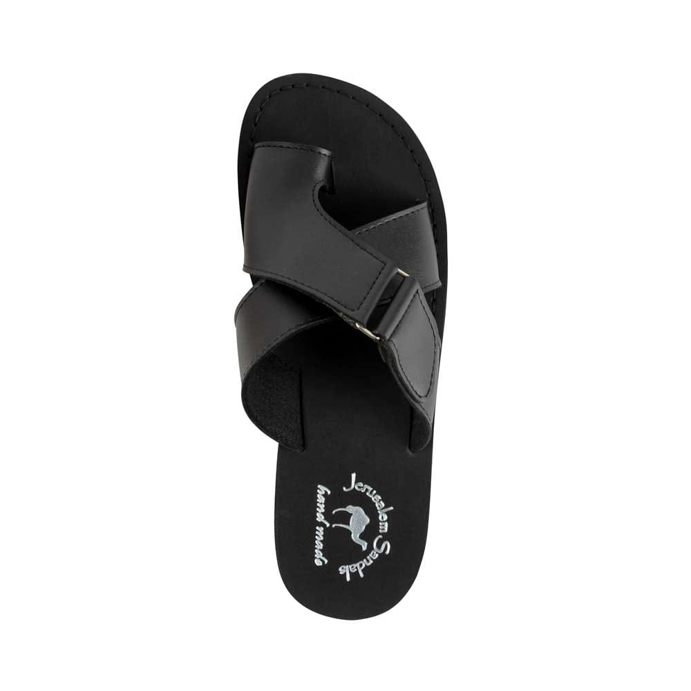 Asher - Vegan Leather Sandal | Black up view
