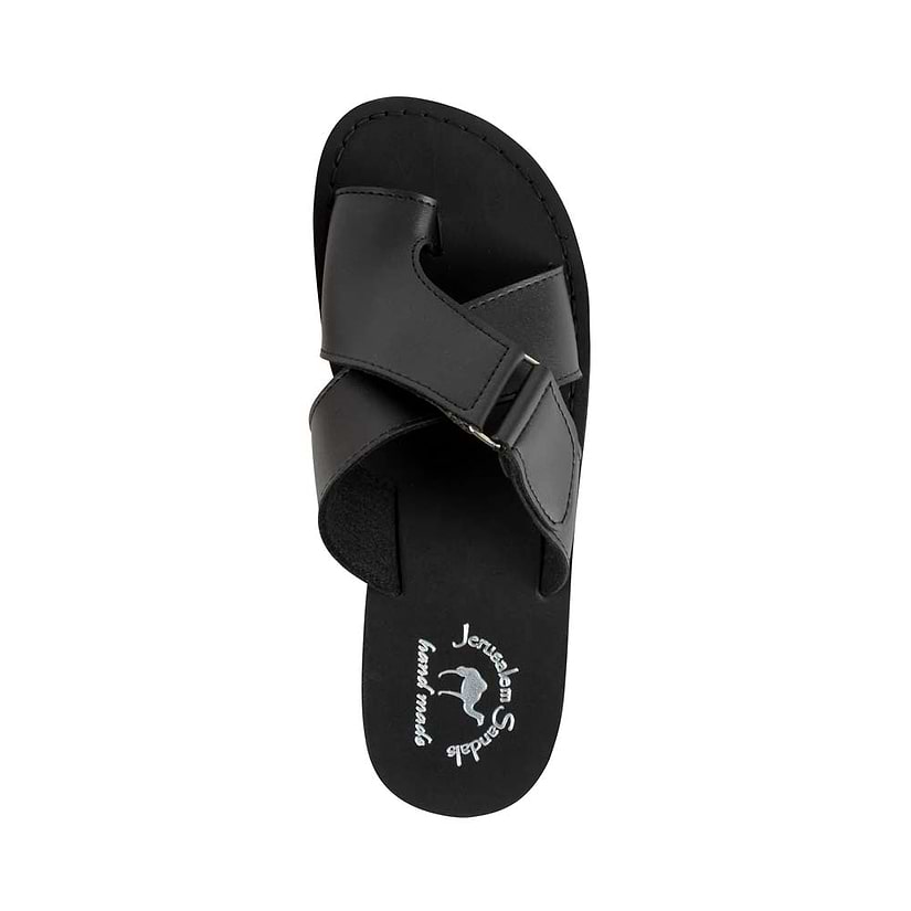 Asher - Vegan Leather Sandal | Black up view