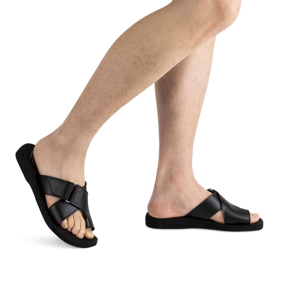 Asher - Vegan Leather Sandal | Black model view