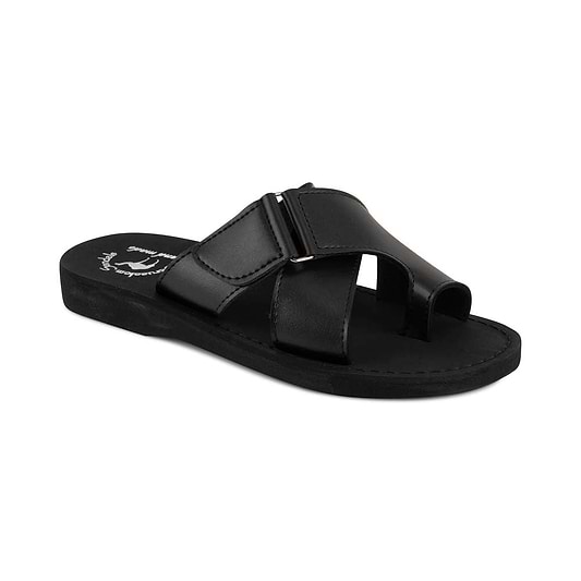 Asher - Vegan Leather Sandal | Black front view