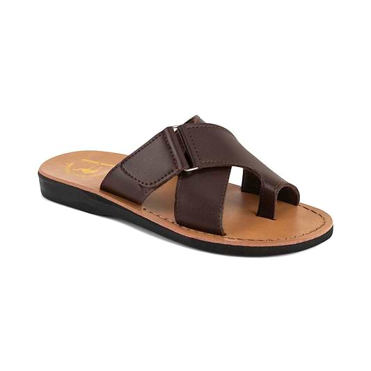 Asher - Vegan Leather Sandal | Brown front view