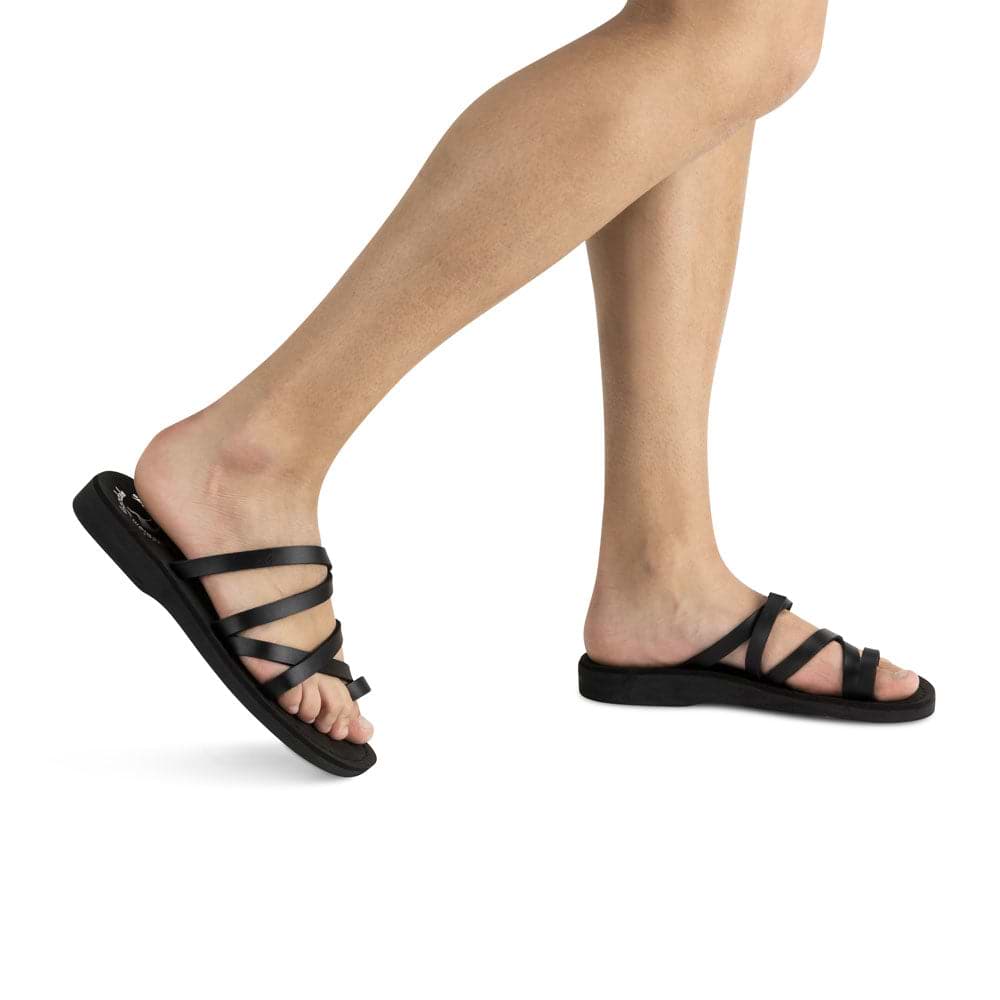 Ariel - Vegan Leather Sandal | Black model view