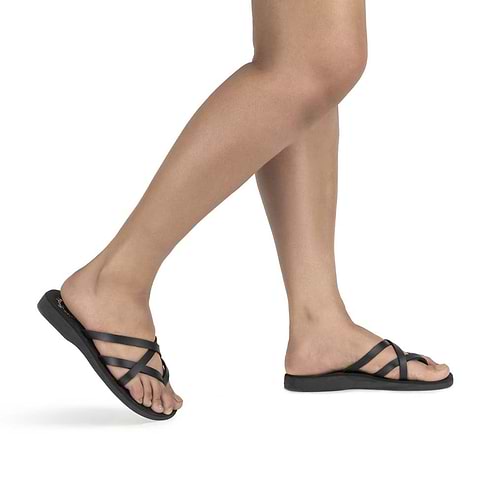 Tamar - Vegan Leather Sandal | Black model view