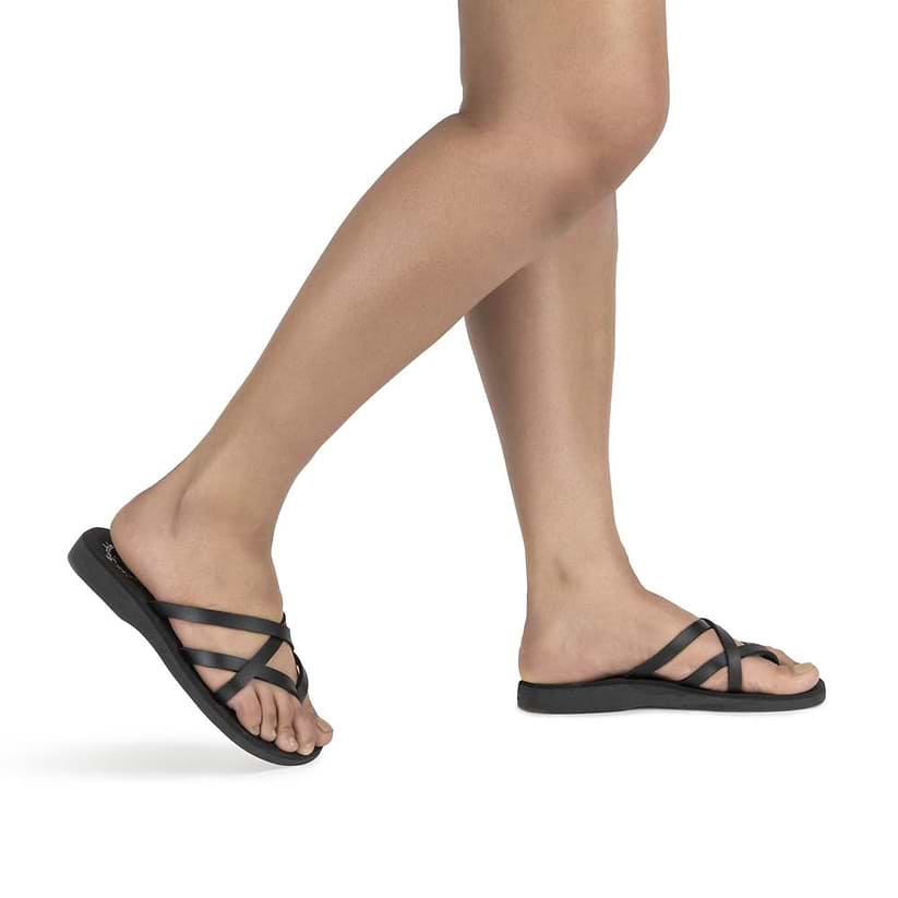 Tamar - Vegan Leather Sandal | Black model view
