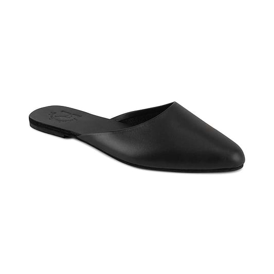 Myra - Pointed toe Leather Mule | Black front view