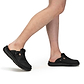 Model wearing Sawyer Black Nubuck Closed Toe Leather Sandal - Side View