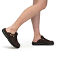 Model wearing Sawyer Brown Nubuck Closed Toe Leather Sandal - Side View