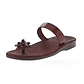 Esther brown, handmade leather slide sandals - front View