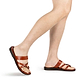 Exodus Honey, handmade leather slide sandals with toe loop - Front View