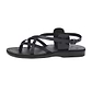 Tamar Buckle black, handmade leather sandals with back strap - right View
