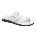 Abner - Leather Metal Buckle Sandal | White