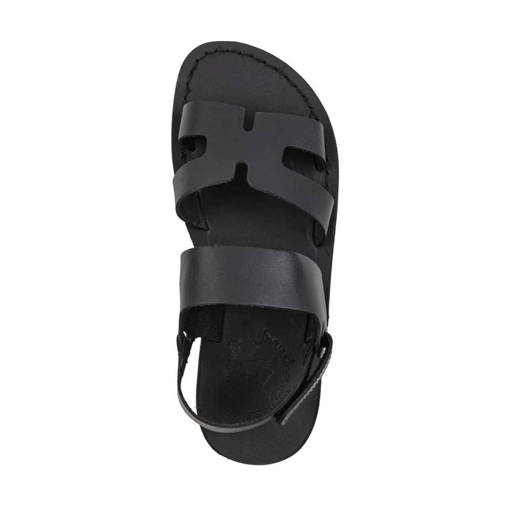 Anna - Leather Slingback Flat Sandal | Black - top view