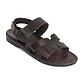 Anna - Leather Slingback Flat Sandal | Brown - front view