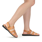 Model wearing Anna - Leather Slingback Flat Sandal | Tan - side view
