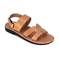 Anna - Leather Slingback Flat Sandal | Tan - front view