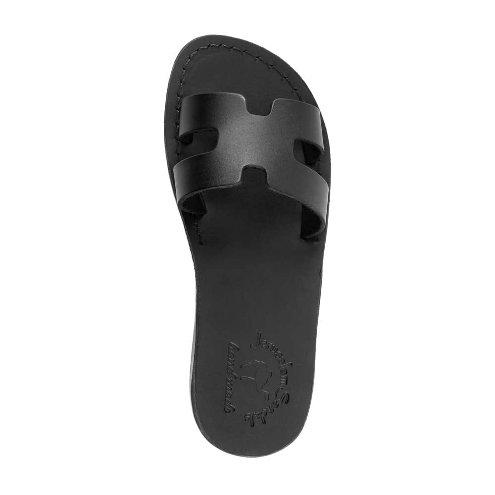 Anna Black, handmade slide leather sandals - Up View
