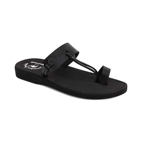 David - Vegan Leather Sandal | Black front view