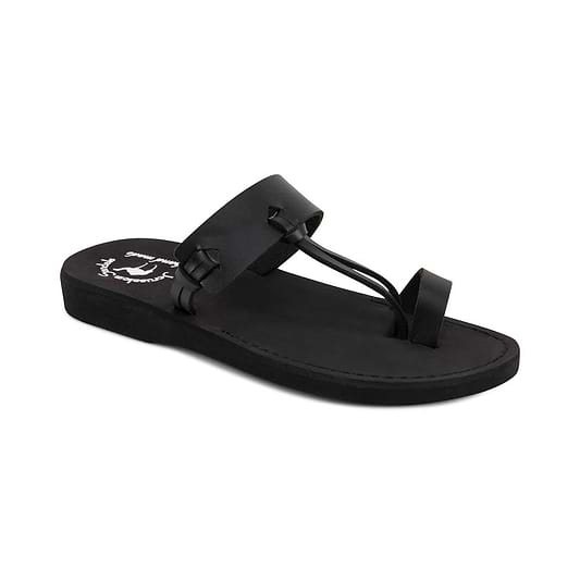 David - Vegan Leather Sandal | Black front view
