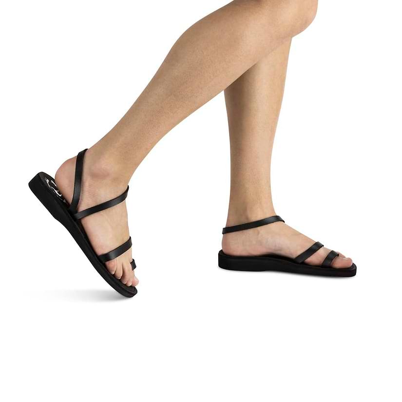 Ella - Vegan Leather Sandal | Black model view