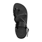 Bethany black, handmade leather sandals with back strap and toe loop - side View