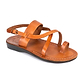 Bethany black, handmade leather sandals with back strap and toe loop - Front View