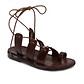 Deborah brown, handmade leather sandals with back strap and toe loop - Front View