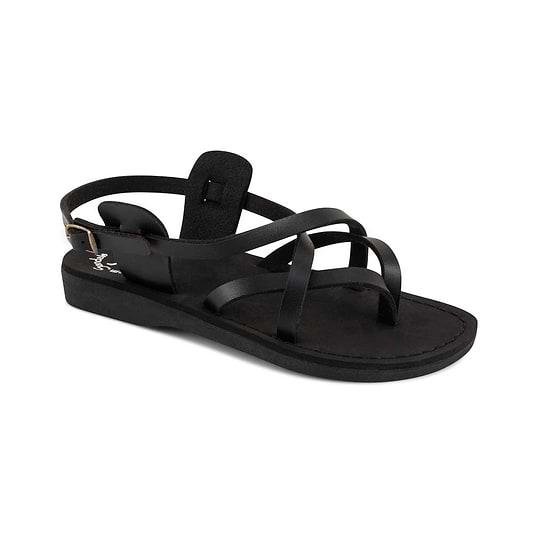 Tamar Buckle - Vegan Leather Sandal | Black front view