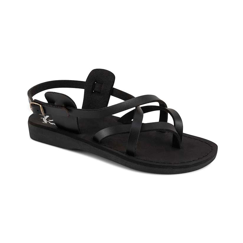 Tamar Buckle - Vegan Leather Sandal | Black front view