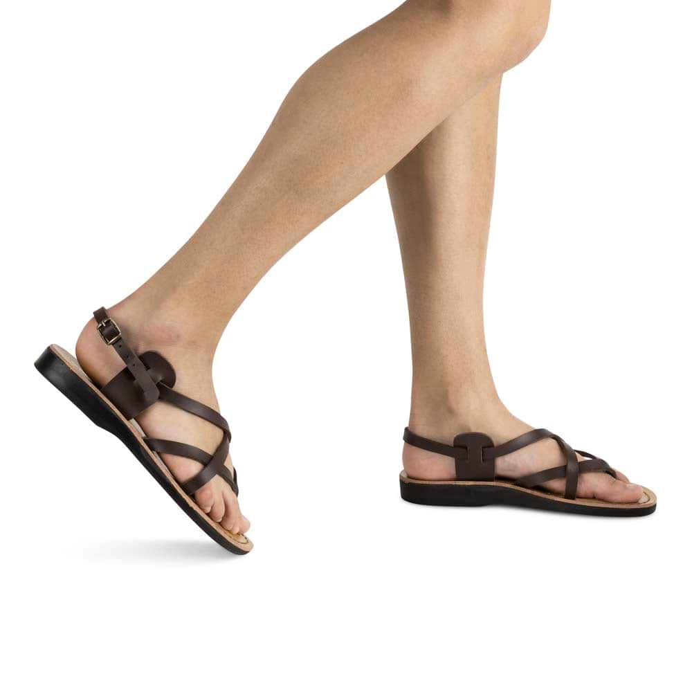 Tamar Buckle - Vegan Leather Sandal | Brown model view