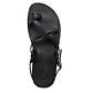 The Good Shepherd Buckle black, handmade leather sandals with back strap and toe loop- Side View