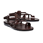 The Good Shepherd Buckle brown, handmade leather sandals with back strap and toe loop - back View