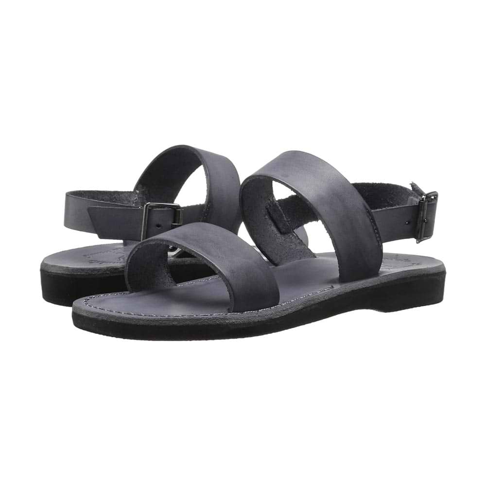 Golan gray, handmade leather sandals with back strap - strap View